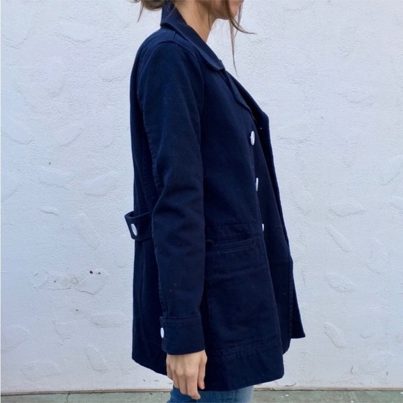 J. Crew Navy 100% Cotton Peacoat Style Blue Double Breasted Jacket Size 4 - Picture 14 of 14